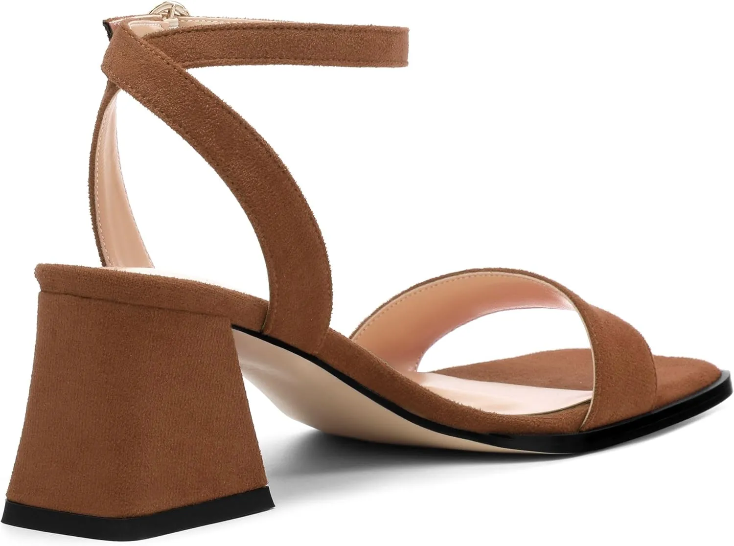 Women's High Chunky Heels Square Toe Block Ankle Strap Dress Comfort Sandals, 2" Heel Height