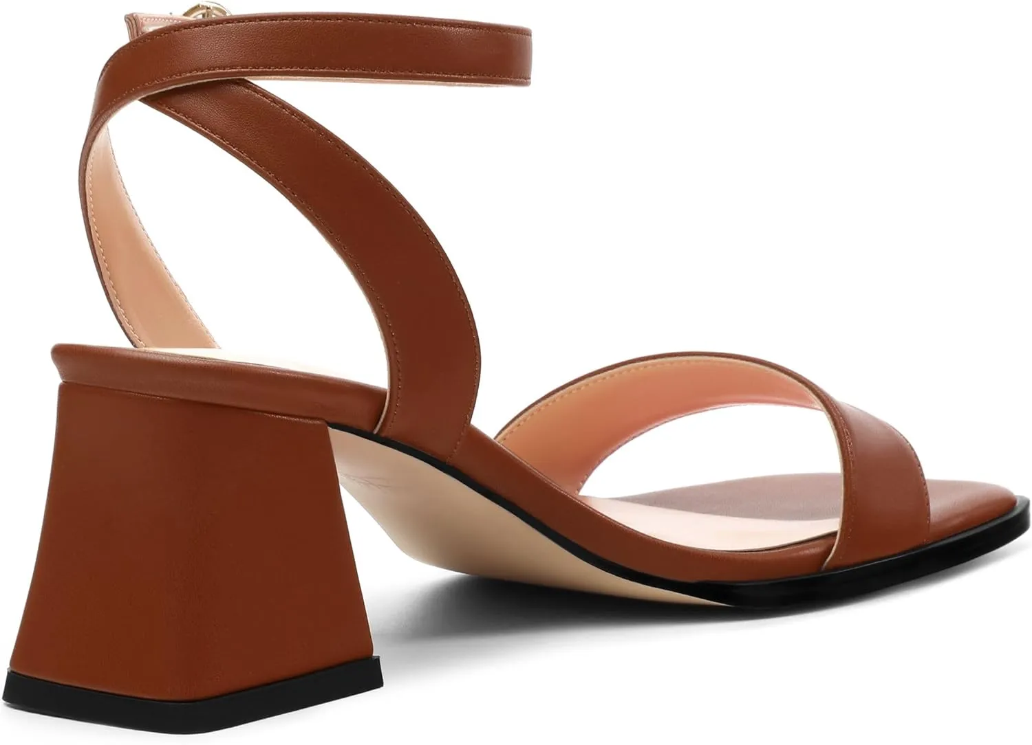 Women's High Chunky Heels Square Toe Block Ankle Strap Dress Comfort Sandals, 2" Heel Height