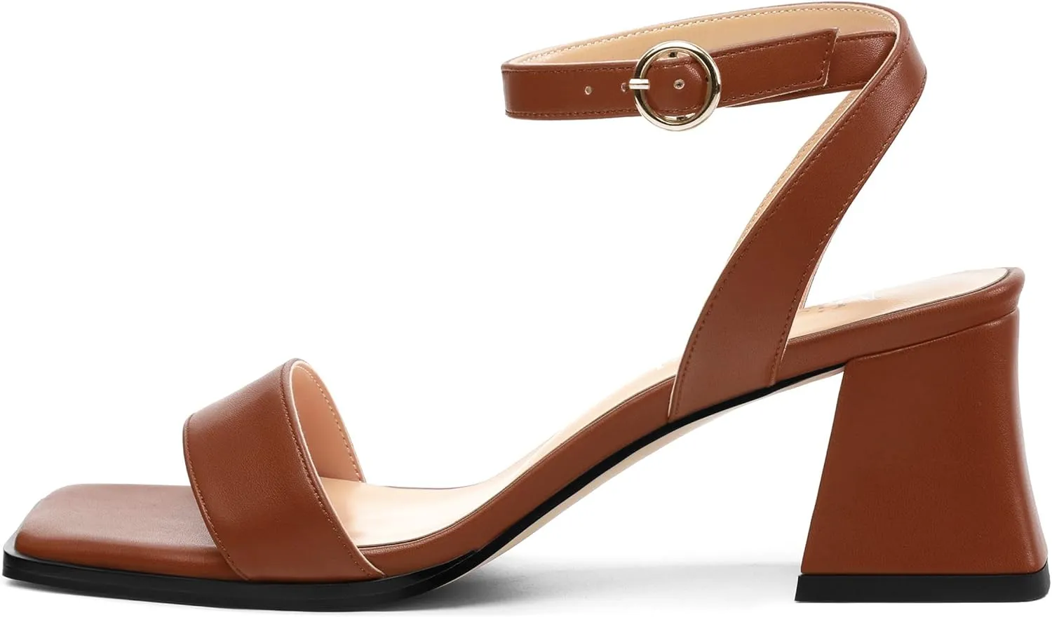 Women's High Chunky Heels Square Toe Block Ankle Strap Dress Comfort Sandals, 2" Heel Height