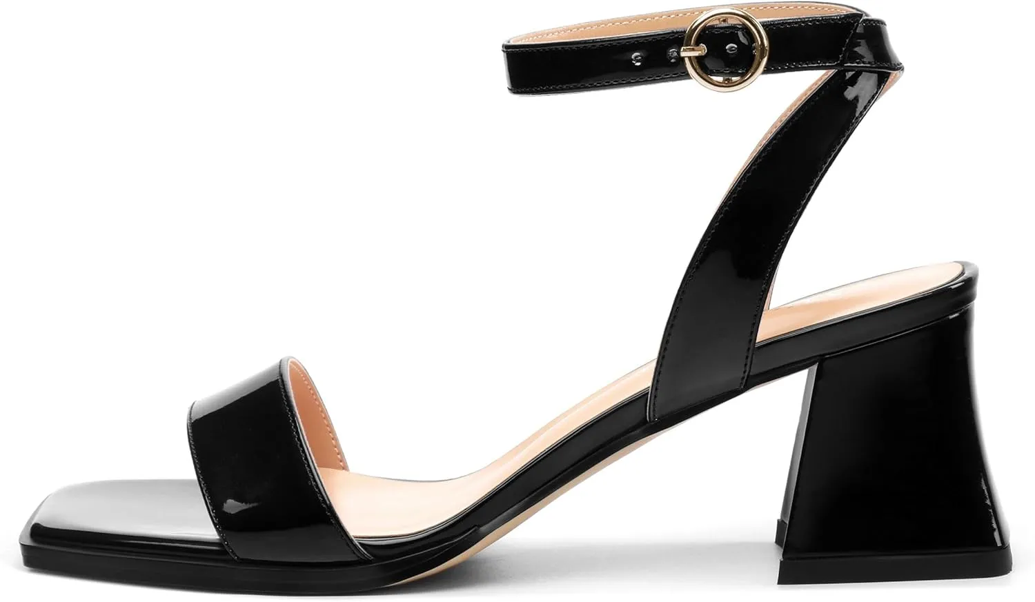 Women's High Chunky Heels Square Toe Block Ankle Strap Dress Comfort Sandals, 2" Heel Height