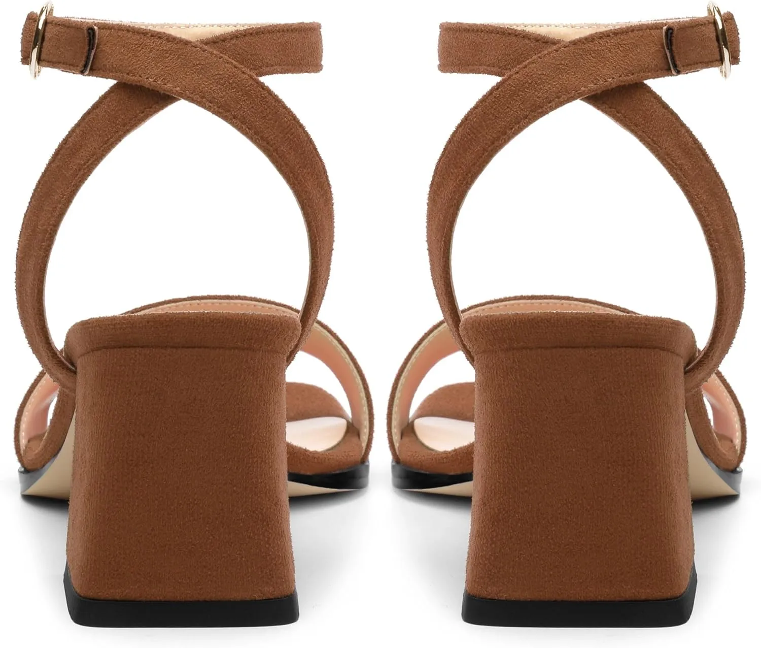 Women's High Chunky Heels Square Toe Block Ankle Strap Dress Comfort Sandals, 2" Heel Height