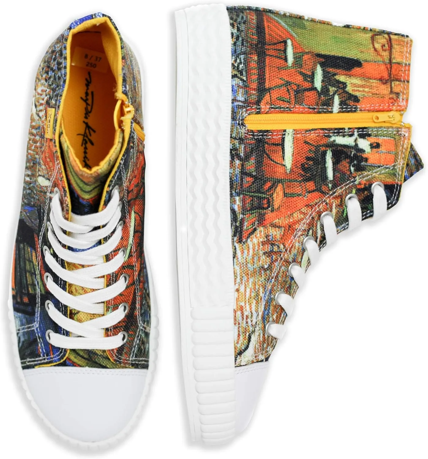 Women's High Top Platform Lace Up Canvas Van Gogh Shoes - Casual Fashion & Walking Sneakers | Famous Print Art