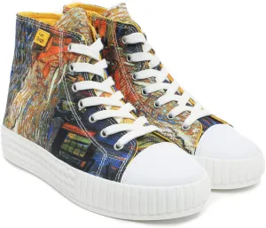 Women's High Top Platform Lace Up Canvas Van Gogh Shoes - Casual Fashion & Walking Sneakers | Famous Print Art