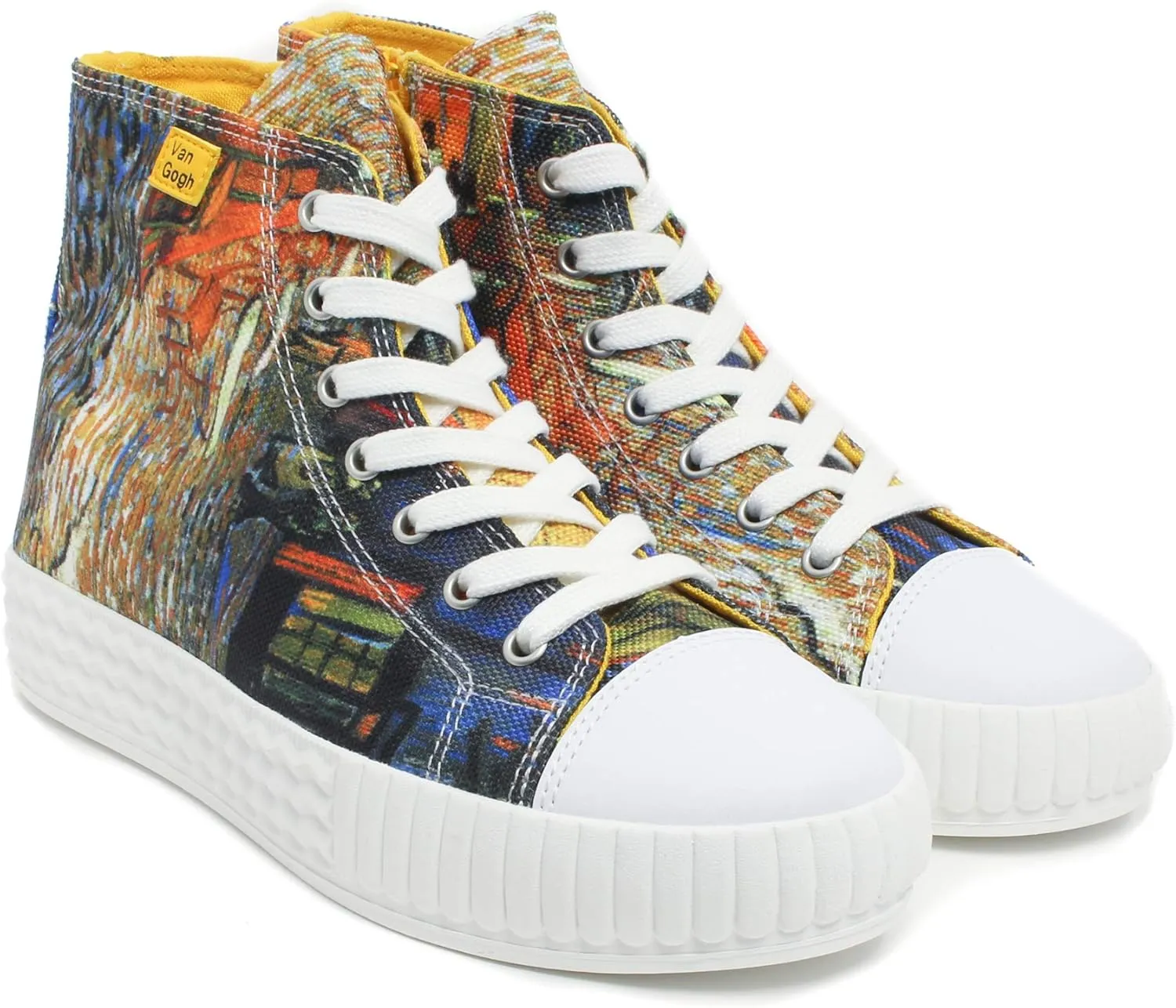 Women's High Top Platform Lace Up Canvas Van Gogh Shoes - Casual Fashion & Walking Sneakers | Famous Print Art