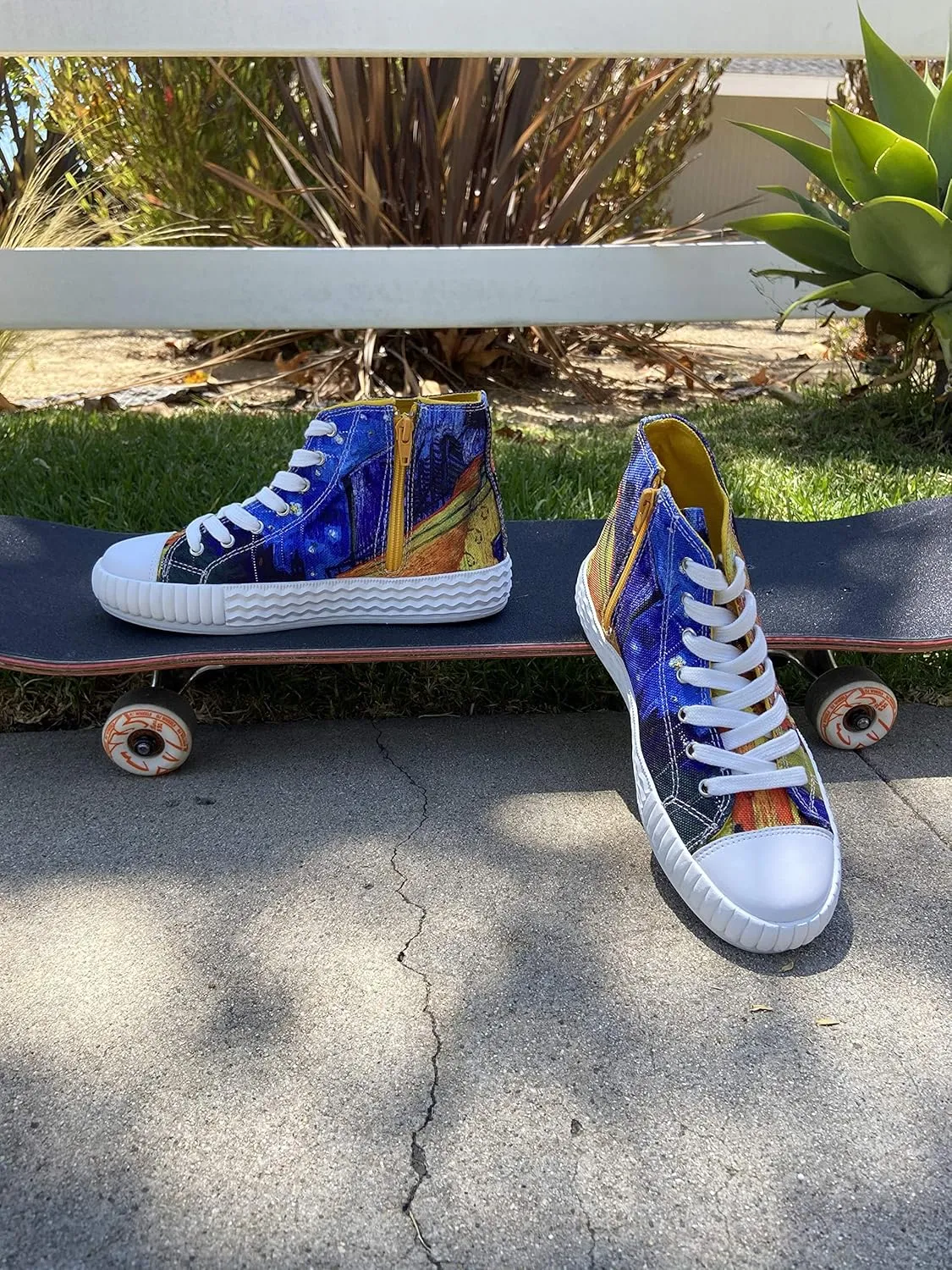 Women's High Top Platform Lace Up Canvas Van Gogh Shoes - Casual Fashion & Walking Sneakers | Famous Print Art
