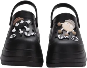Women's Platform Clogs Slip On Slides Shoes Beach Sandals Gardener Clog Hight Heels Mule Slippers Garden Shoes DIY Cartoon Accessories Sandals