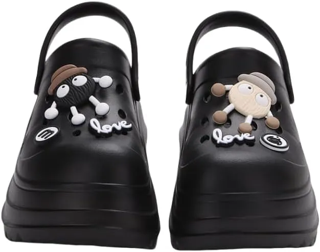 Women's Platform Clogs Slip On Slides Shoes Beach Sandals Gardener Clog Hight Heels Mule Slippers Garden Shoes DIY Cartoon Accessories Sandals