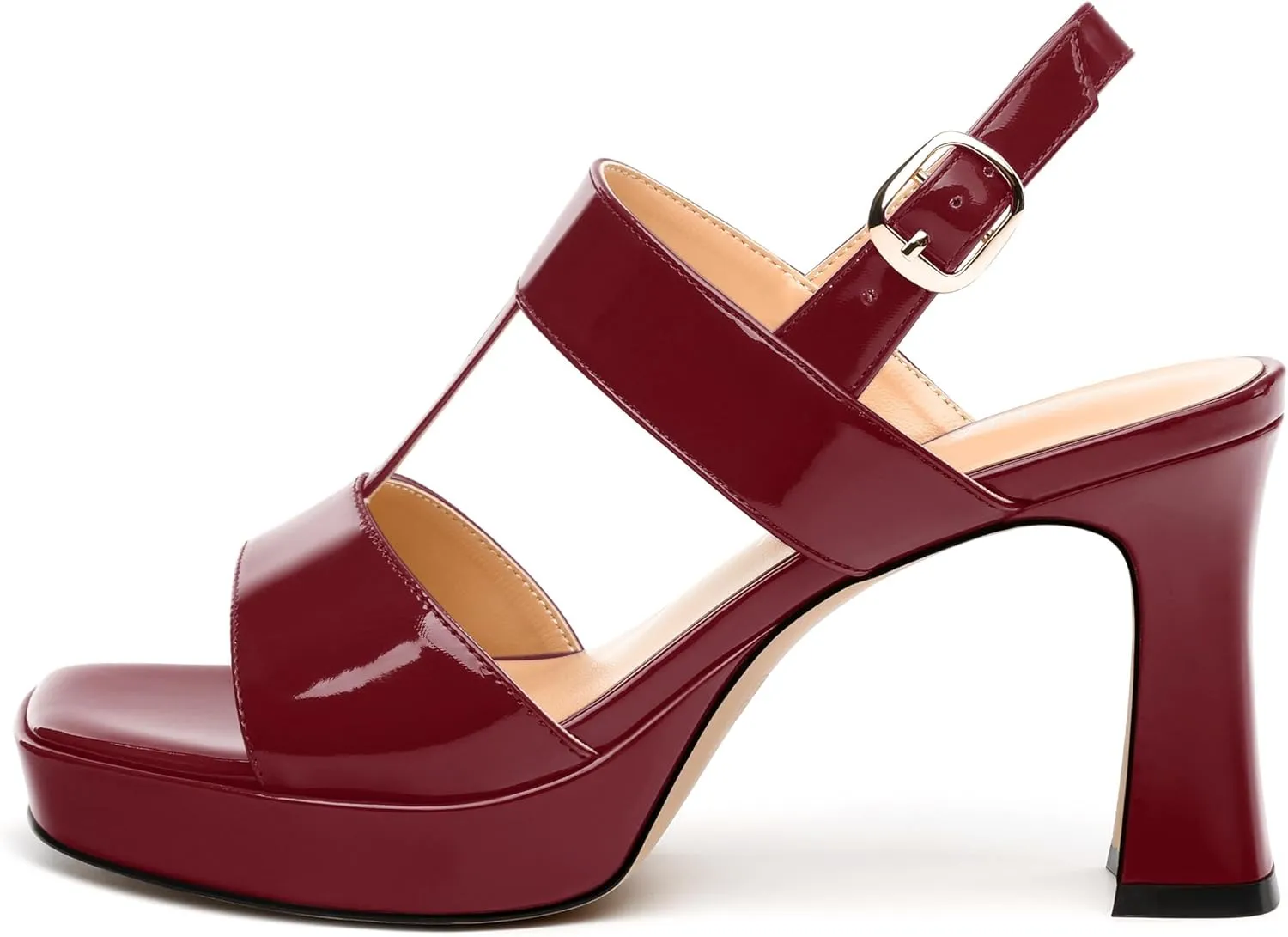 Women's Platform Sandals, Buckle Ankle Strap Open Toe Heeled Sandal, Fashion High Heel Sandals for Wedding Partying Dating