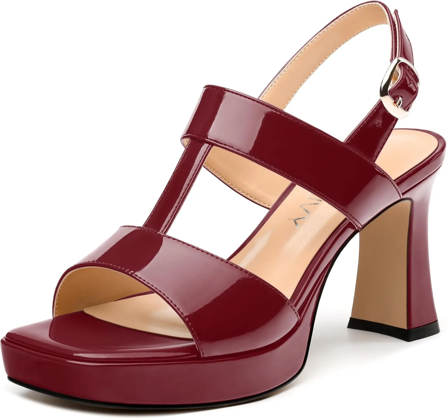 Women's Platform Sandals, Buckle Ankle Strap Open Toe Heeled Sandal, Fashion High Heel Sandals for Wedding Partying Dating