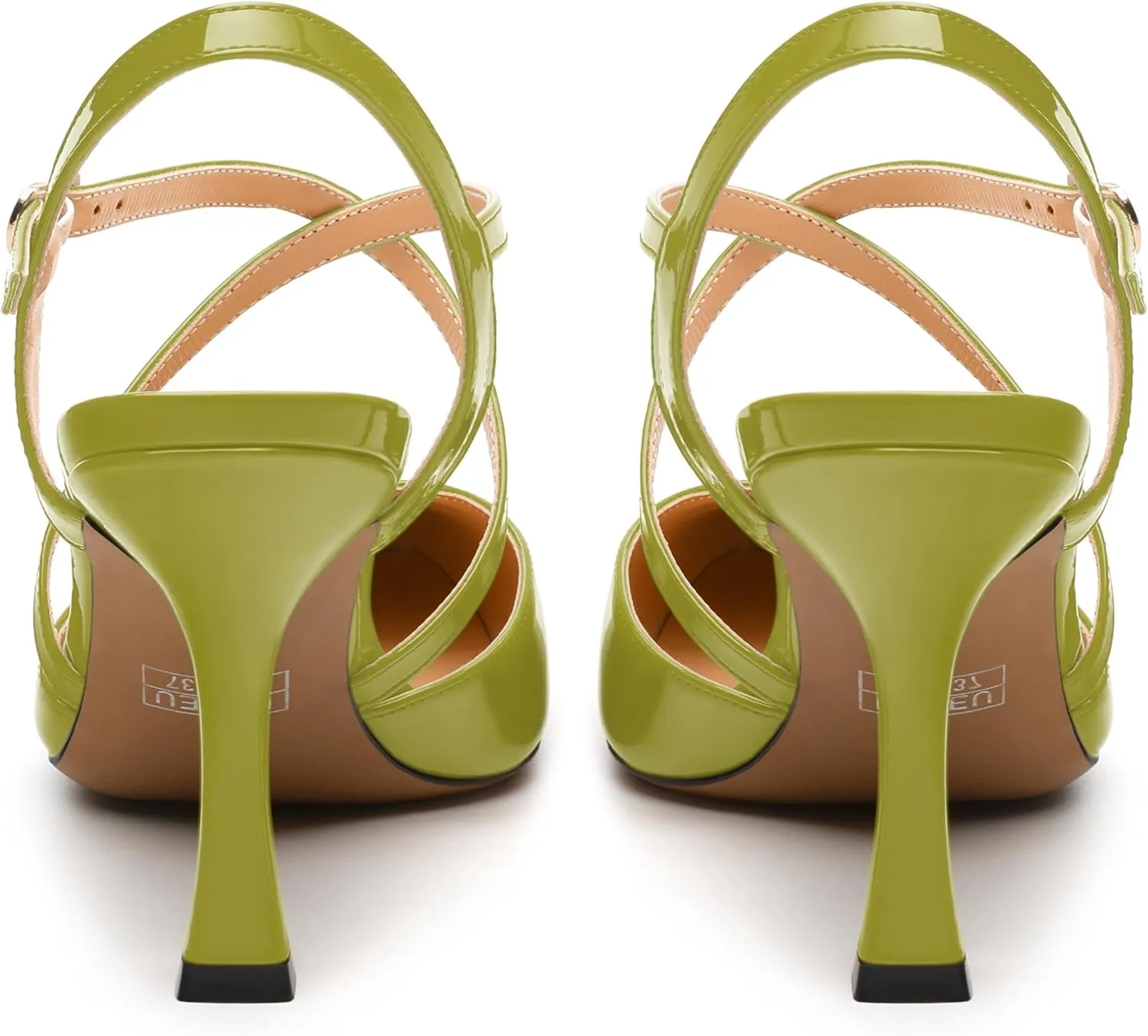 Womens Sandals, High Spool Heels Pointed Toe Sandals, Crossover Strap Kitten Heel Sandals, Closed Toe Slingback Crisscross Straps Party Dress Shoes 3.3"