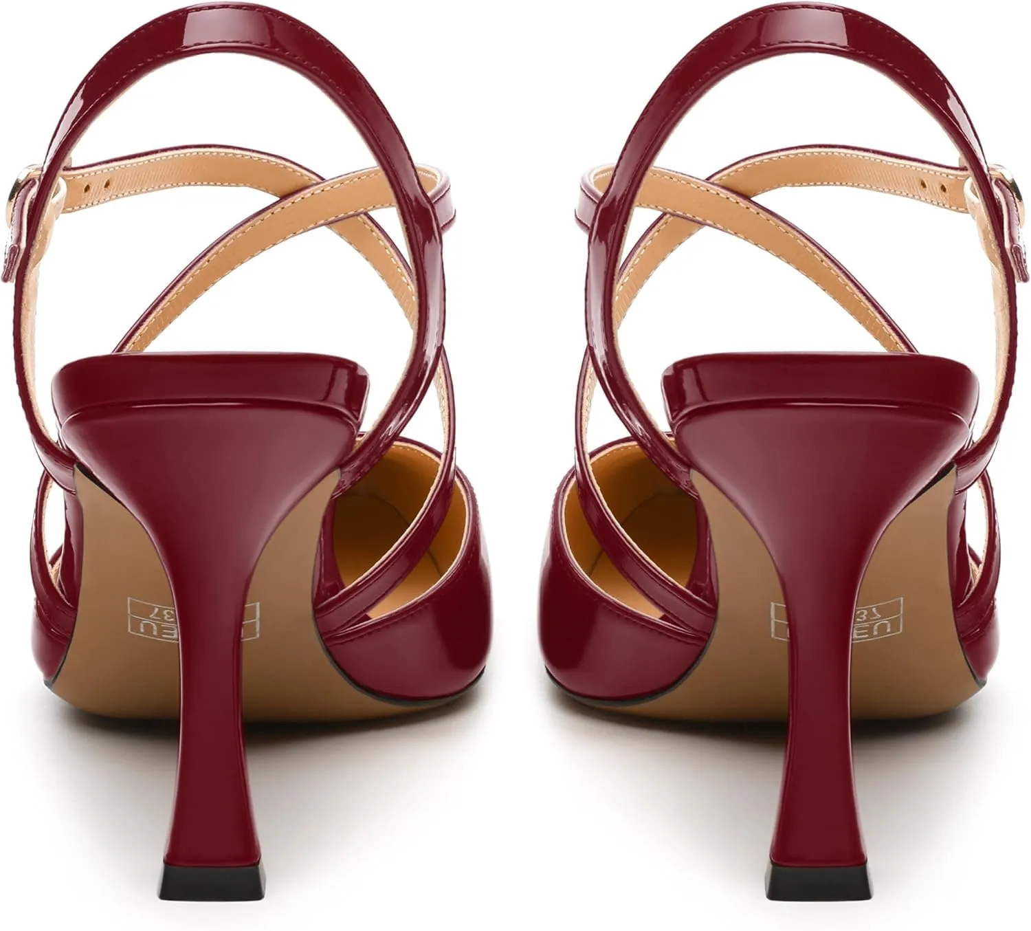 Womens Sandals, High Spool Heels Pointed Toe Sandals, Crossover Strap Kitten Heel Sandals, Closed Toe Slingback Crisscross Straps Party Dress Shoes 3.3"