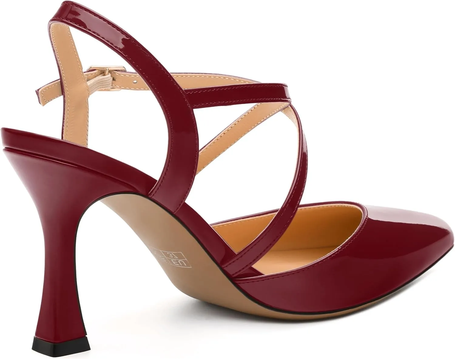 Womens Sandals, High Spool Heels Pointed Toe Sandals, Crossover Strap Kitten Heel Sandals, Closed Toe Slingback Crisscross Straps Party Dress Shoes 3.3"