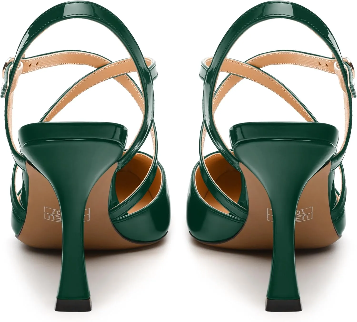 Womens Sandals, High Spool Heels Pointed Toe Sandals, Crossover Strap Kitten Heel Sandals, Closed Toe Slingback Crisscross Straps Party Dress Shoes 3.3"