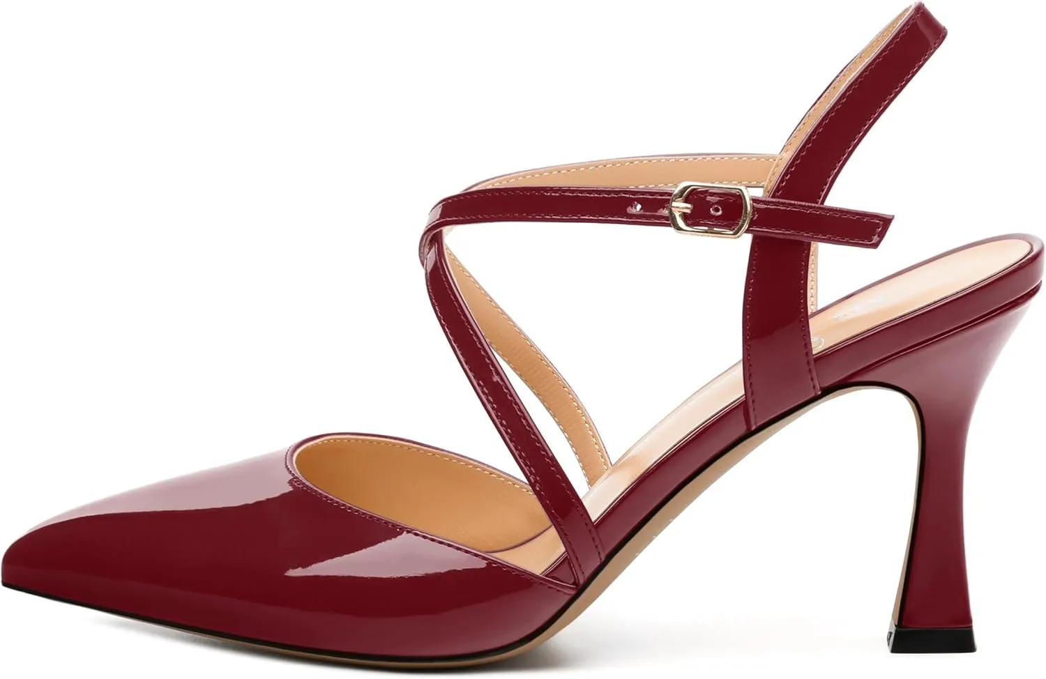 Womens Sandals, High Spool Heels Pointed Toe Sandals, Crossover Strap Kitten Heel Sandals, Closed Toe Slingback Crisscross Straps Party Dress Shoes 3.3"