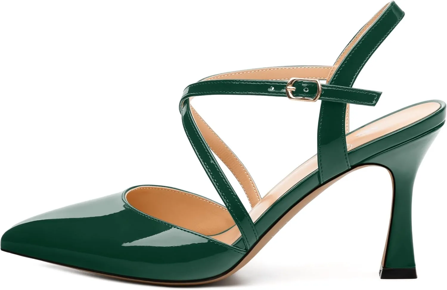 Womens Sandals, High Spool Heels Pointed Toe Sandals, Crossover Strap Kitten Heel Sandals, Closed Toe Slingback Crisscross Straps Party Dress Shoes 3.3"