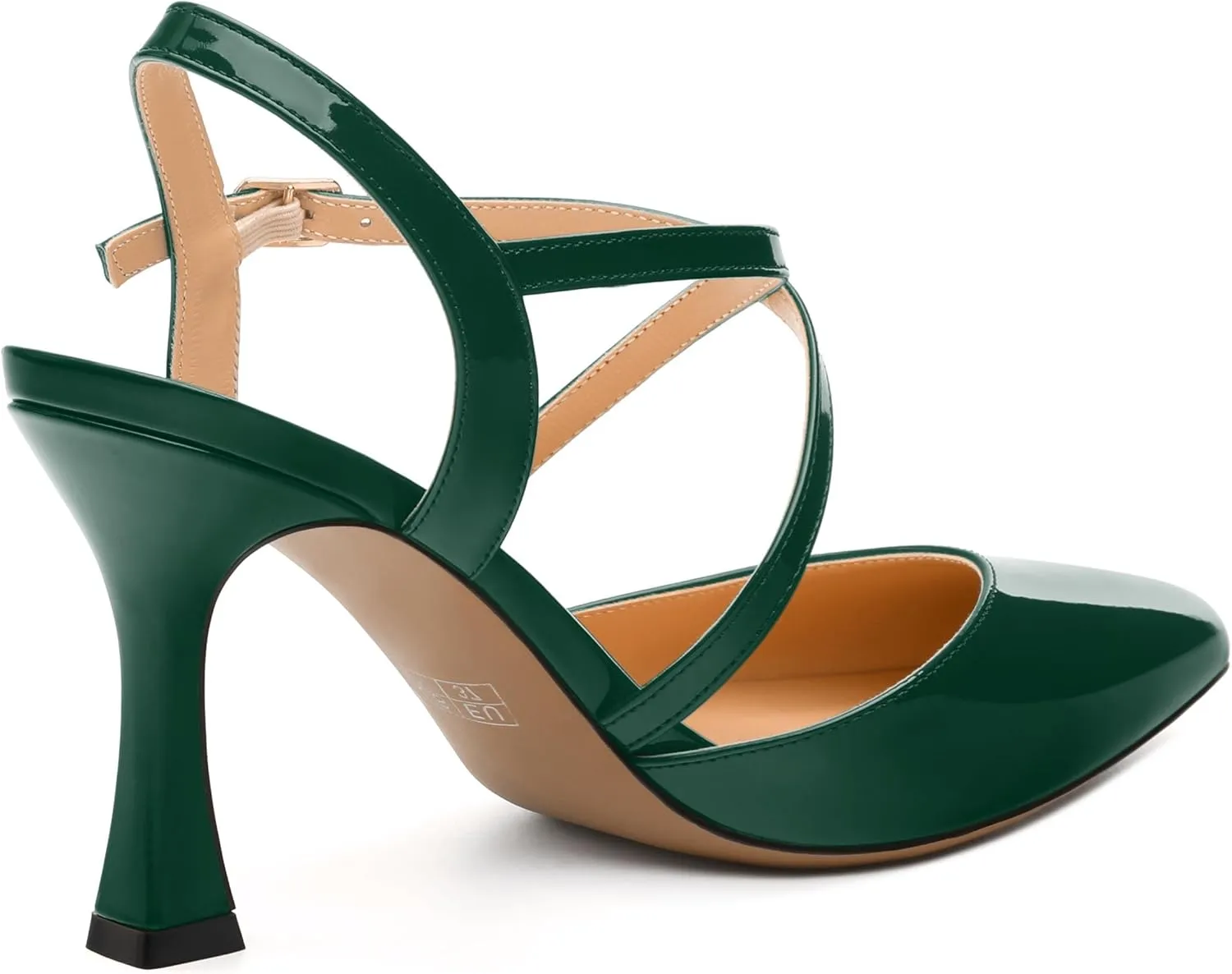 Womens Sandals, High Spool Heels Pointed Toe Sandals, Crossover Strap Kitten Heel Sandals, Closed Toe Slingback Crisscross Straps Party Dress Shoes 3.3"