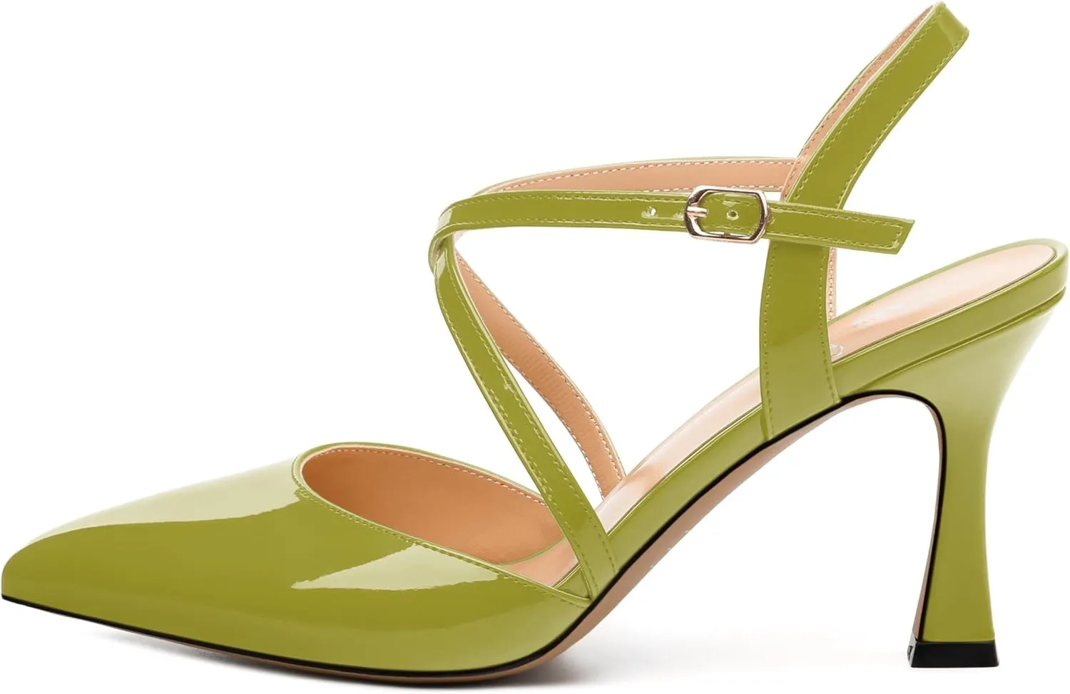 Womens Sandals, High Spool Heels Pointed Toe Sandals, Crossover Strap Kitten Heel Sandals, Closed Toe Slingback Crisscross Straps Party Dress Shoes 3.3"