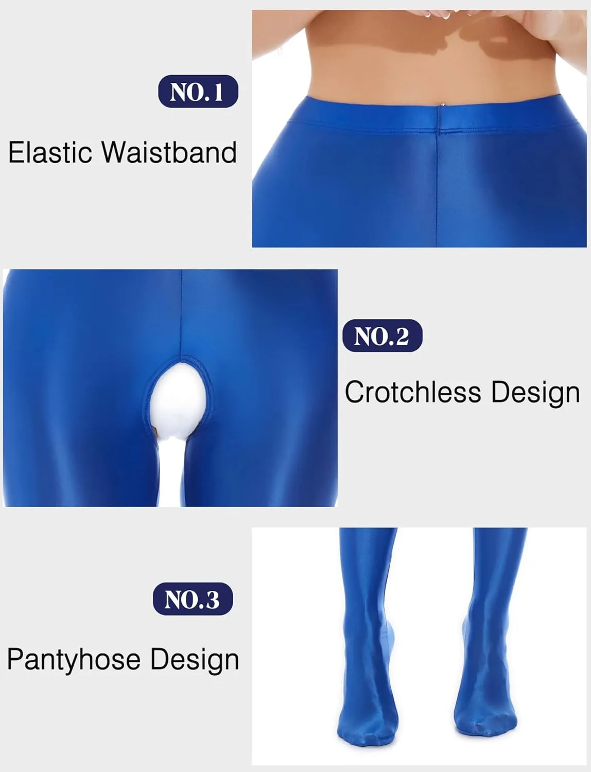 Women's Shiny High Waist Tights Glossy Opaque Oil Pantyhose Sexy Open Crotch Footed Yoga Leggings Pants