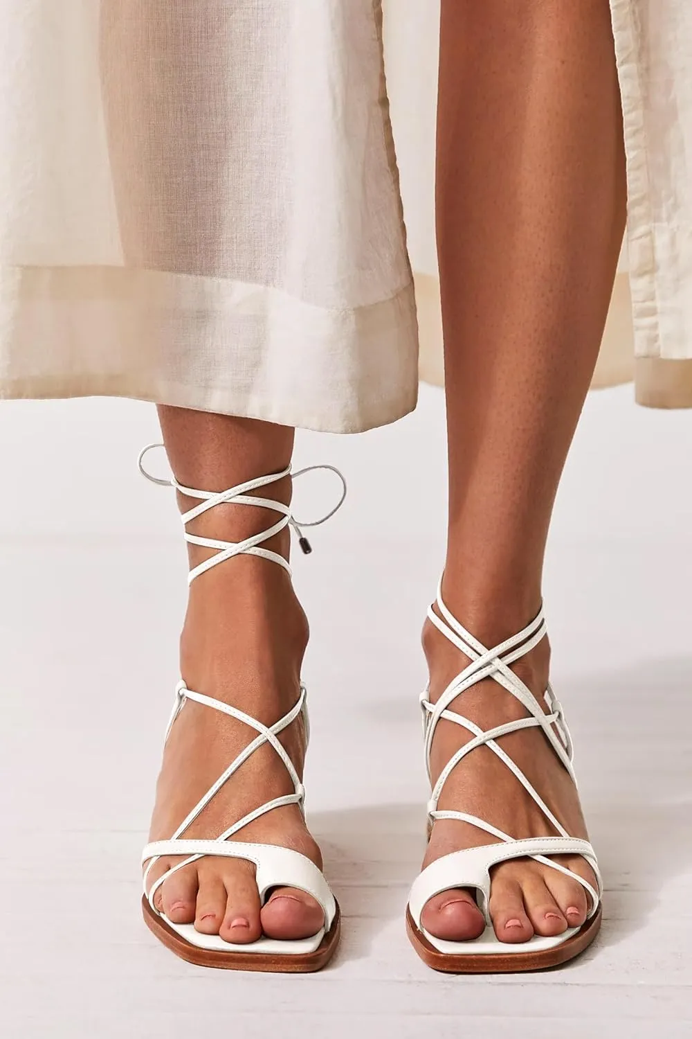 Womens Strappy Heels Thong Gladiator Flat Sandals Dressy Summer Low Chunky Block Heeled Roman Shoes