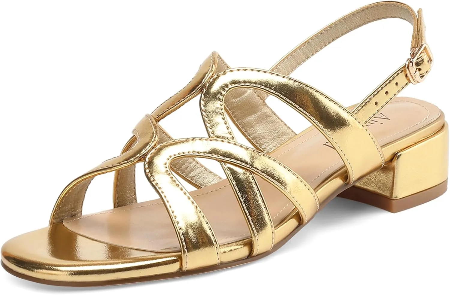 Women's Strappy Sandals Square Open Toe Low Block Heels Ankle Strap Heel for Women Dress Shoes