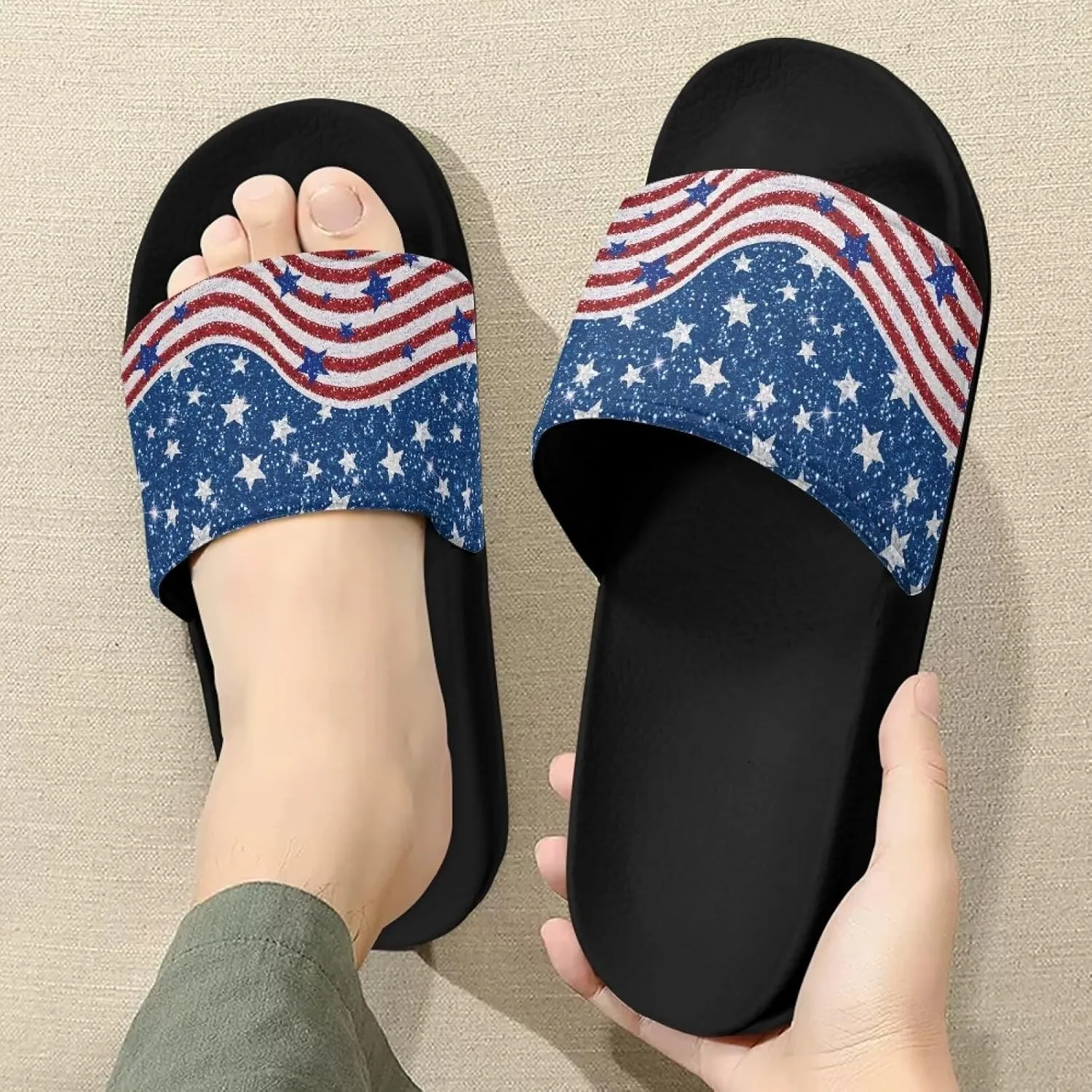 Womens Summer Black Flat Shoes EVA Anti-Slip Sole Shower Shoes Pool House Beach Slide Sandals Offering Great Comfort Slippers With Soft Leather