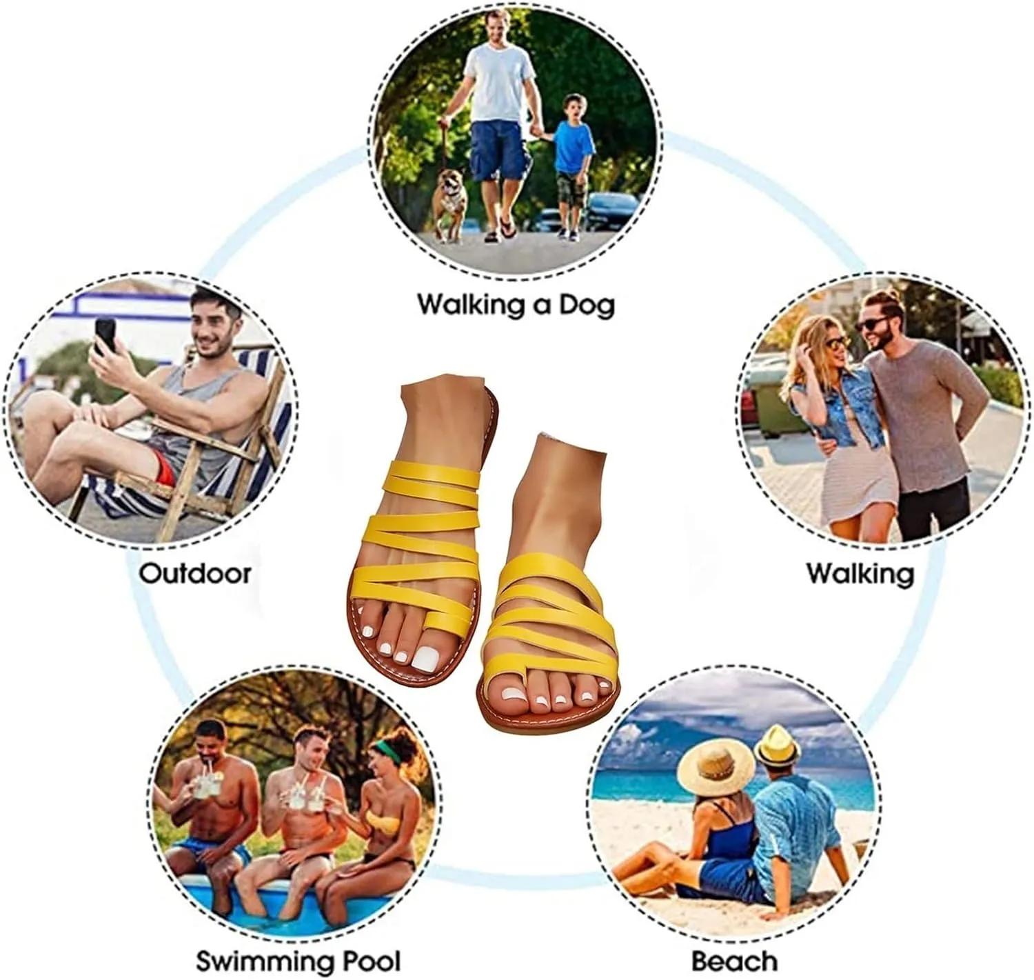 Women's Thumb Orthotic Sandal, Womens Plus Size Cross Strap Open Toe Bunion Correction Sandals, Slip on Flat Sandals Flip Flop, for Girlfriends and Mother, Big Toe Bone Correction