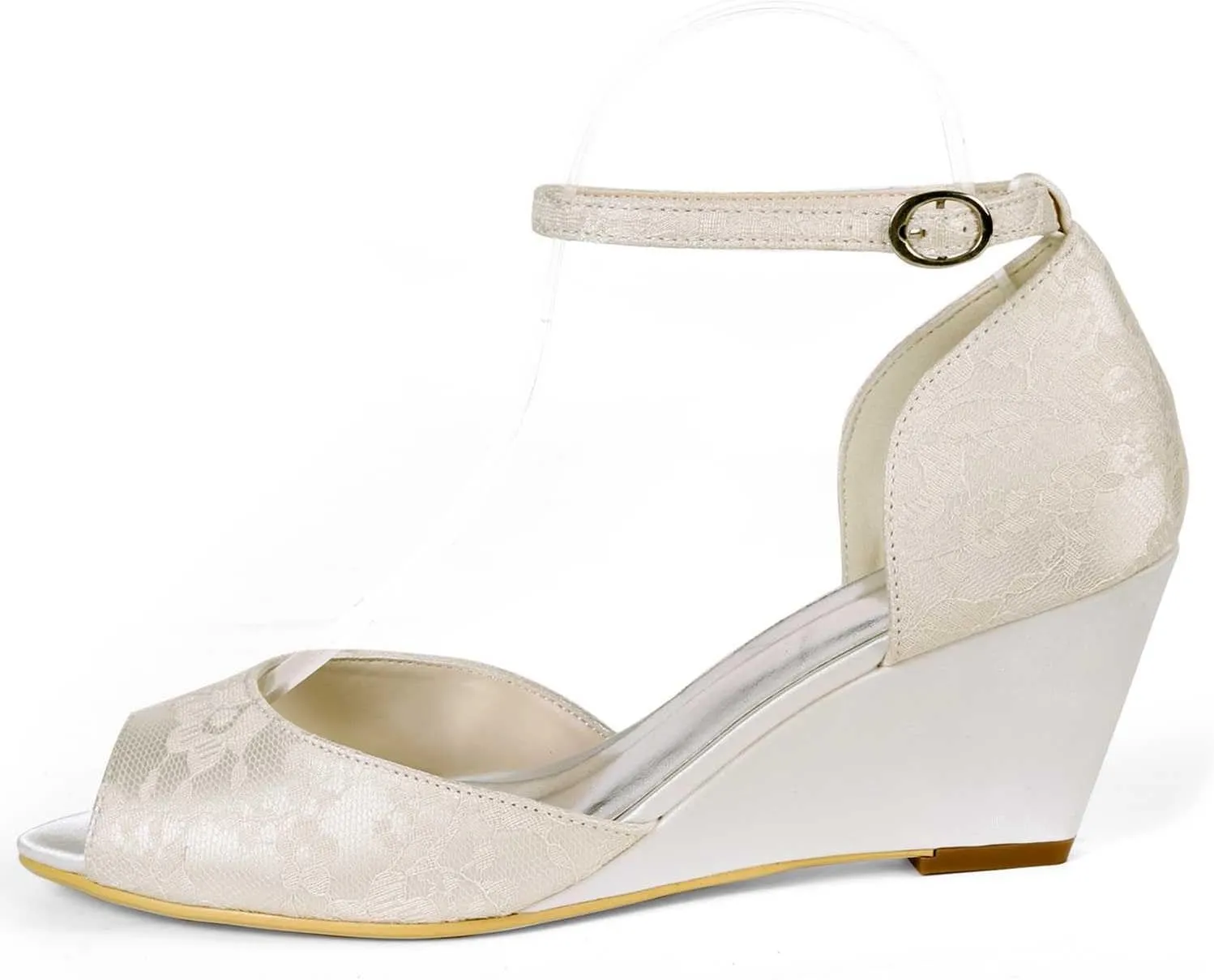 Women's Wedges Peep Toe High Heels Sandals Dress Satin Wedding Bride Pumps Shoes Evening Party