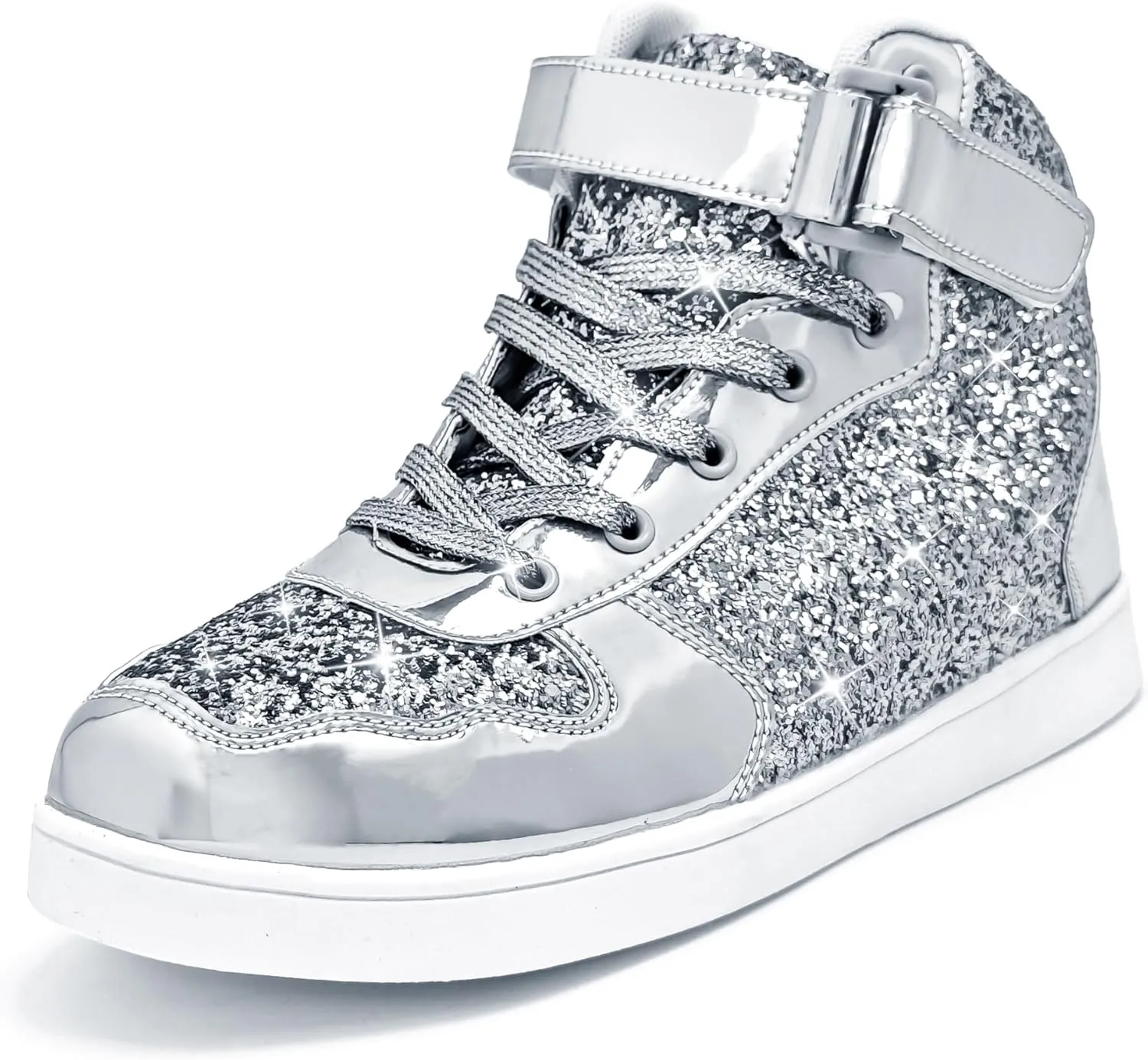 Wooowyet Glitter Shoes Kids High Top Sneakers for Boys Girls Gift Party Birthday Christmas Halloween