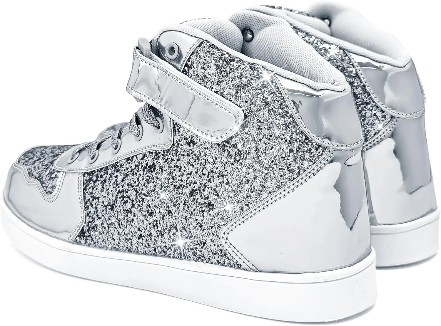 Wooowyet Glitter Shoes Kids High Top Sneakers for Boys Girls Gift Party Birthday Christmas Halloween