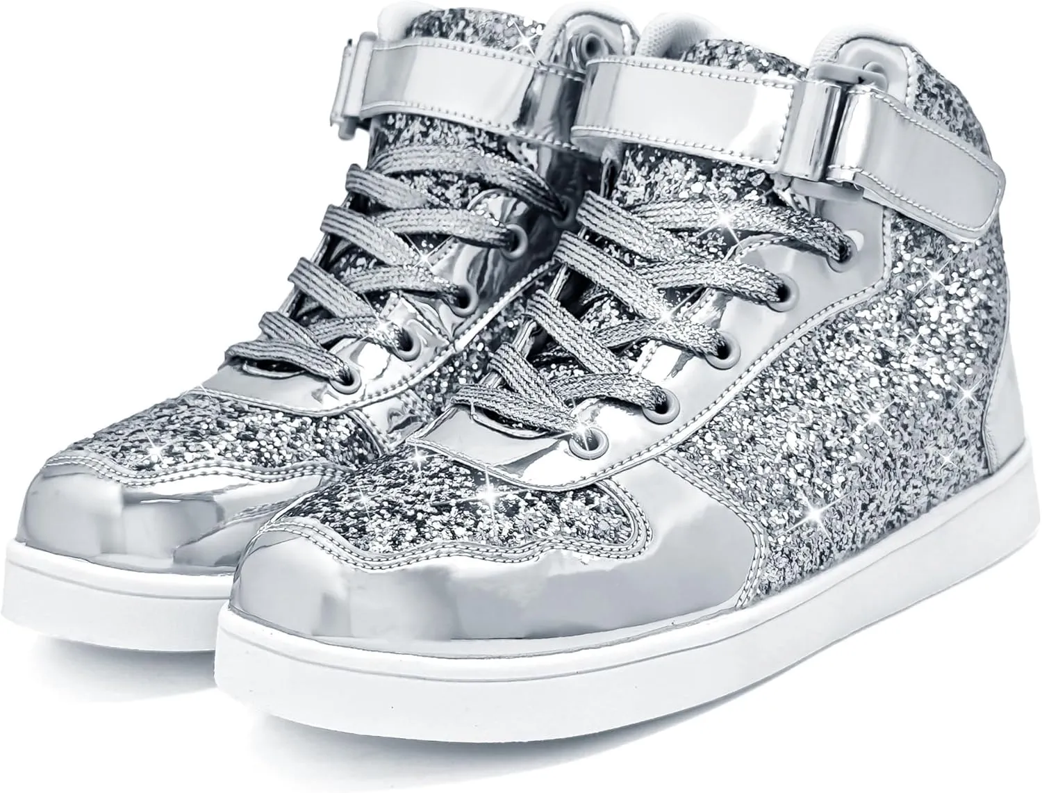 Wooowyet Glitter Shoes Kids High Top Sneakers for Boys Girls Gift Party Birthday Christmas Halloween
