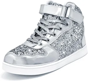 Wooowyet Glitter Shoes Kids High Top Sneakers for Boys Girls Gift Party Birthday Christmas Halloween