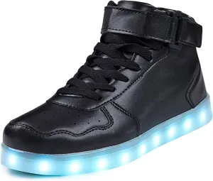 Wooowyet Men LED Light Up Shoes for Women High Top Lights Sneakers Glowing Neon Luminous Sequin Fashion Sparkle Bling Shiny Punk Boots LED Shoes