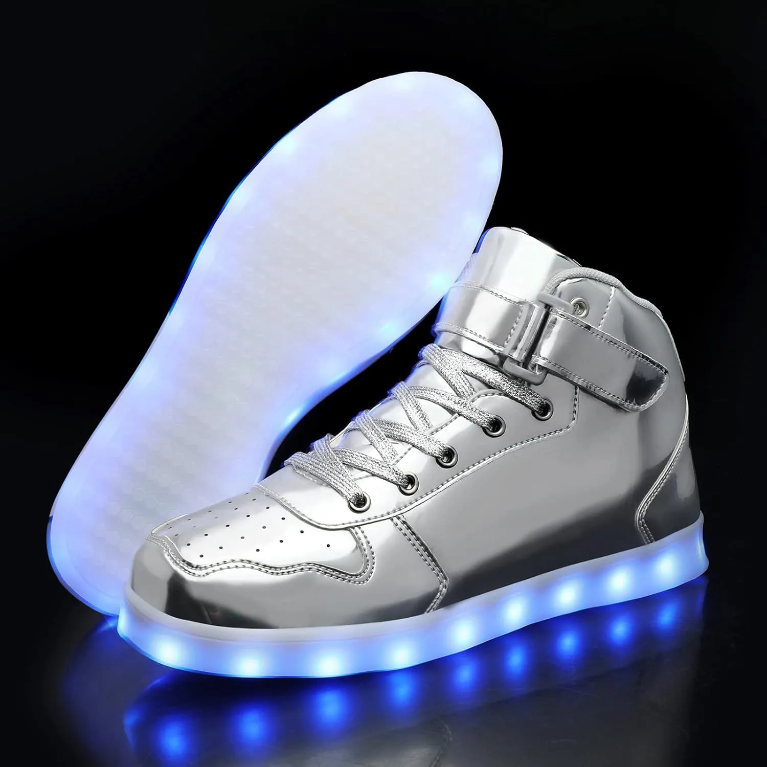 Wooowyet Men LED Light Up Shoes for Women High Top Lights Sneakers Glowing Neon Luminous Sequin Fashion Sparkle Bling Shiny Punk Boots LED Shoes