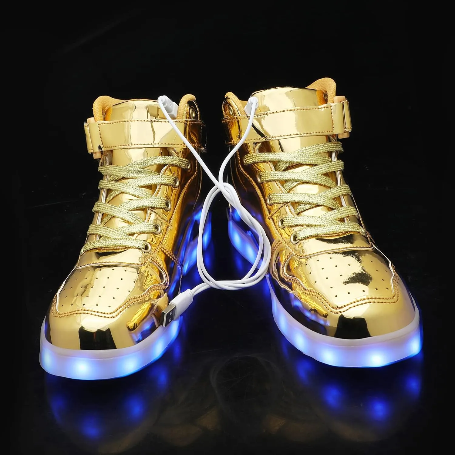 Wooowyet Men LED Light Up Shoes for Women High Top Lights Sneakers Glowing Neon Luminous Sequin Fashion Sparkle Bling Shiny Punk Boots LED Shoes