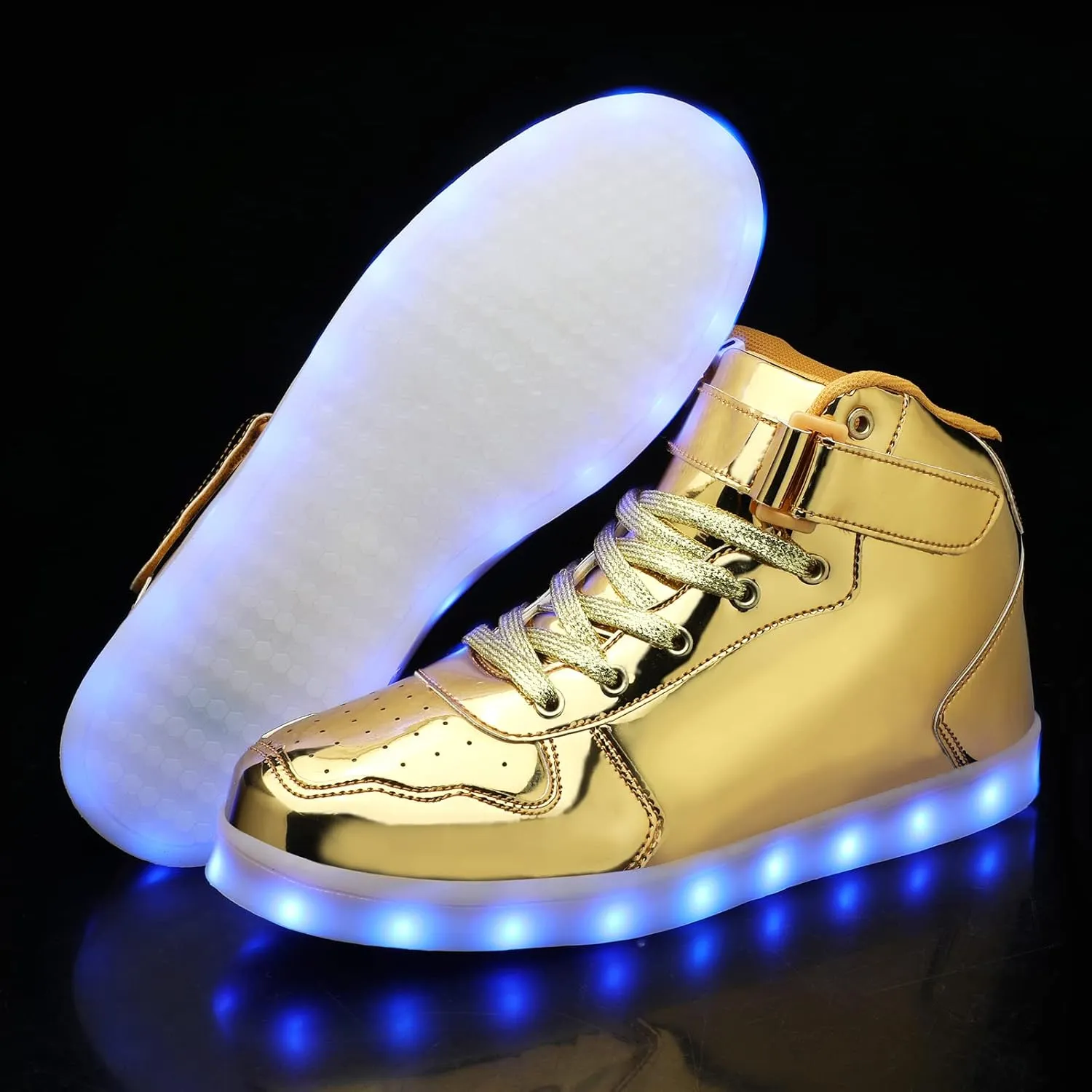 Wooowyet Men LED Light Up Shoes for Women High Top Lights Sneakers Glowing Neon Luminous Sequin Fashion Sparkle Bling Shiny Punk Boots LED Shoes