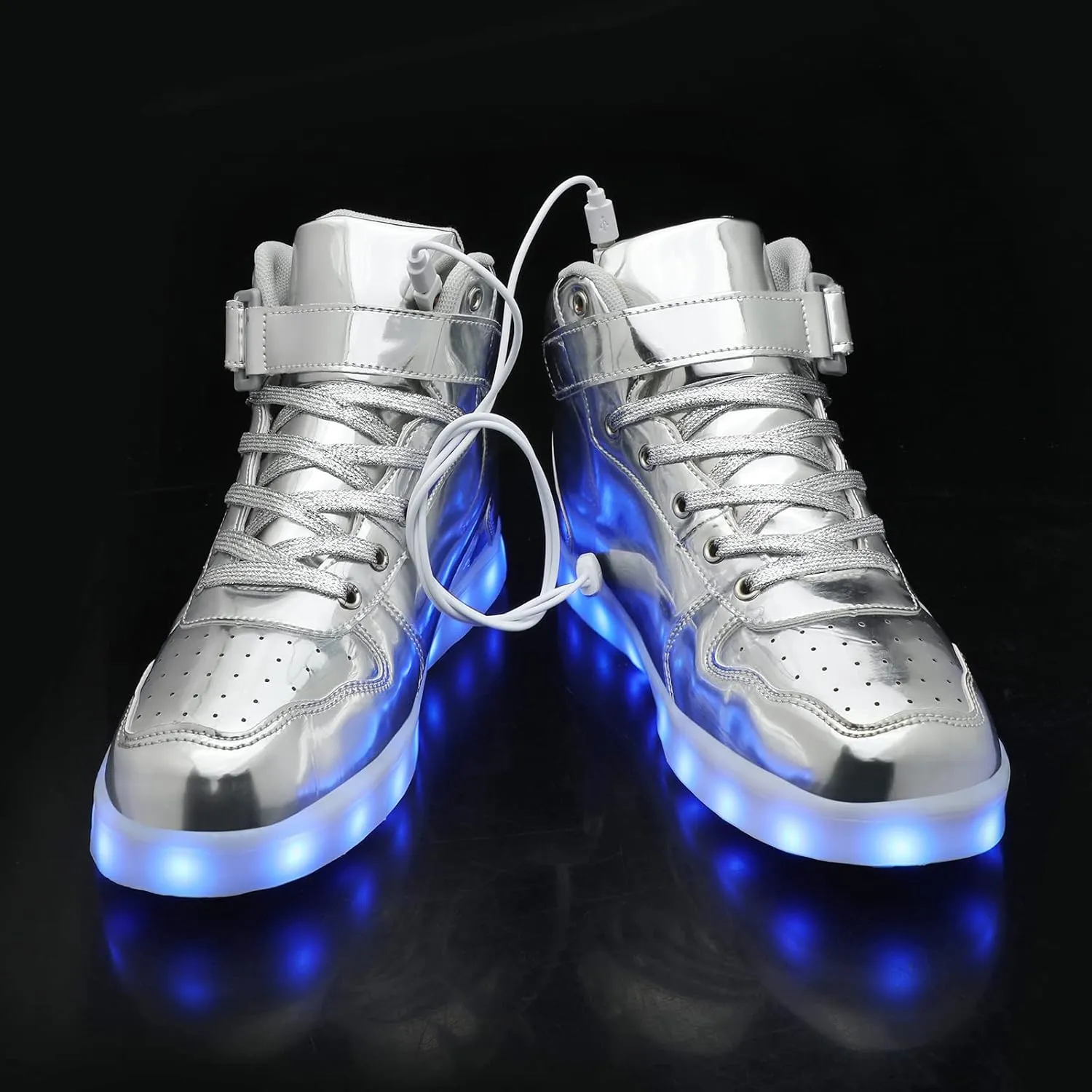 Wooowyet Men LED Light Up Shoes for Women High Top Lights Sneakers Glowing Neon Luminous Sequin Fashion Sparkle Bling Shiny Punk Boots LED Shoes
