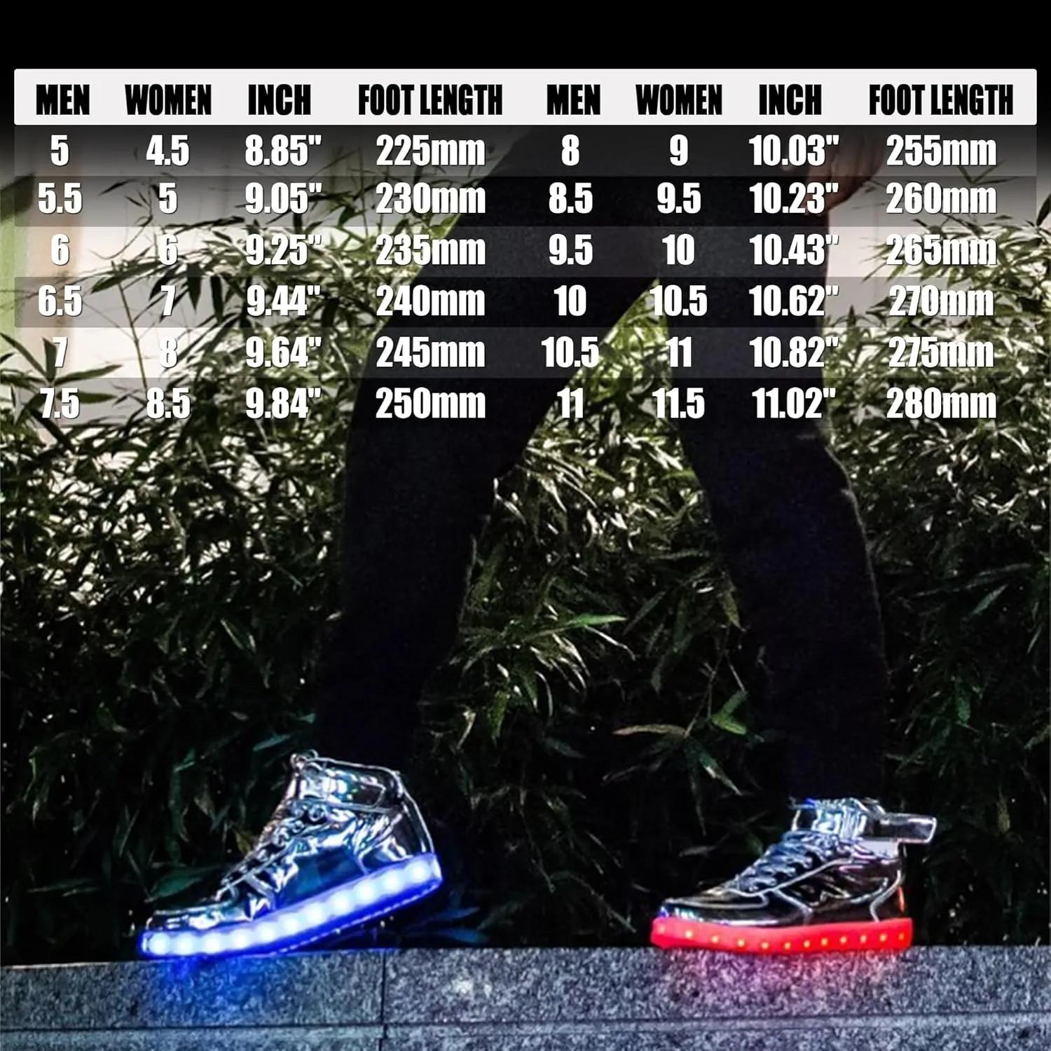 Wooowyet Men LED Light Up Shoes for Women High Top Lights Sneakers Glowing Neon Luminous Sequin Fashion Sparkle Bling Shiny Punk Boots LED Shoes