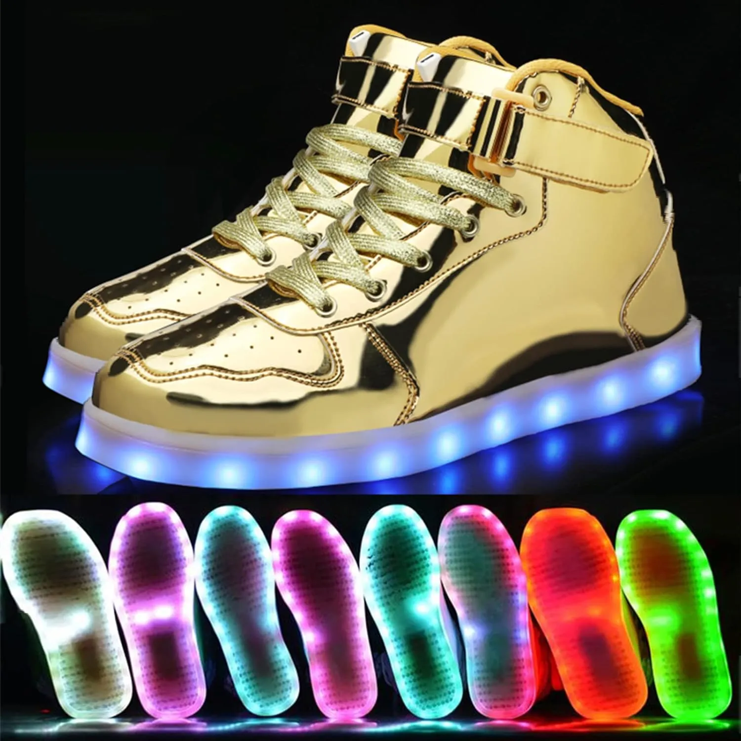Wooowyet Men LED Light Up Shoes for Women High Top Lights Sneakers Glowing Neon Luminous Sequin Fashion Sparkle Bling Shiny Punk Boots LED Shoes