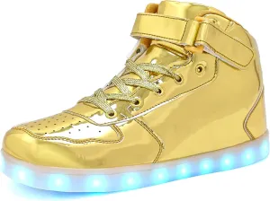Wooowyet Men LED Light Up Shoes for Women High Top Lights Sneakers Glowing Neon Luminous Sequin Fashion Sparkle Bling Shiny Punk Boots LED Shoes