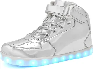 Wooowyet Men LED Light Up Shoes for Women High Top Lights Sneakers Glowing Neon Luminous Sequin Fashion Sparkle Bling Shiny Punk Boots LED Shoes