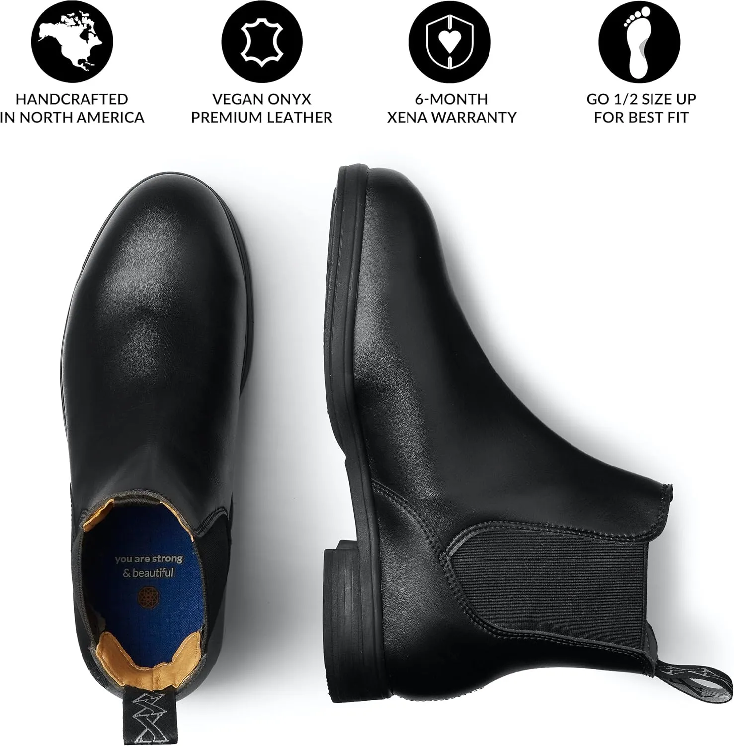 Xena Valence SD Women’s Safety Steel Toe Work Shoes, Elastic, Breathable, Comfortable, Slip Resistant, Chelsea, ASTM F2413-24 Certified, OSHA Compliant, Static Dissipative, Black Onyx Vegan Leather