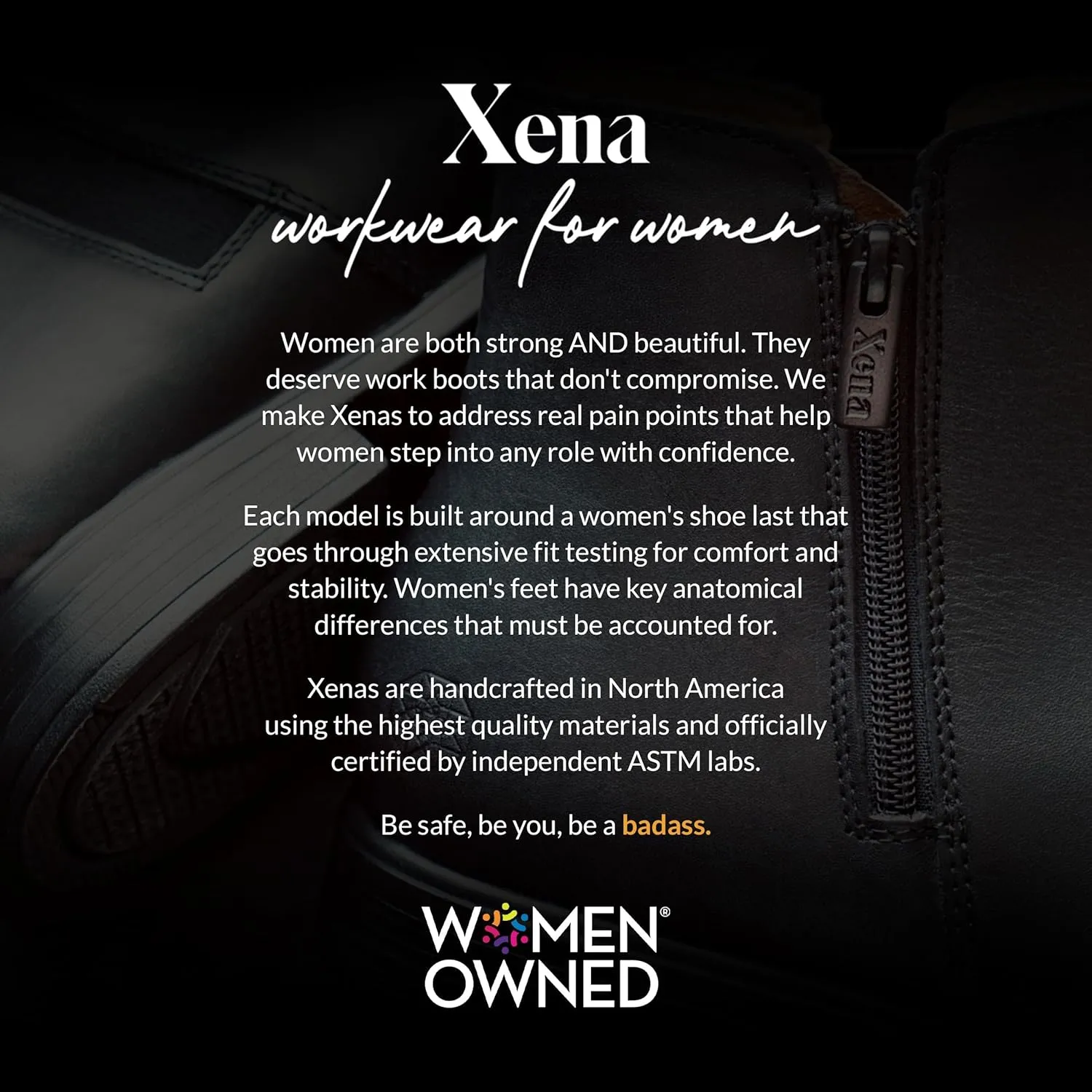 Xena Workwear Women's Valence SD Safety Boot, Vegan Onyx, Steel Toe
