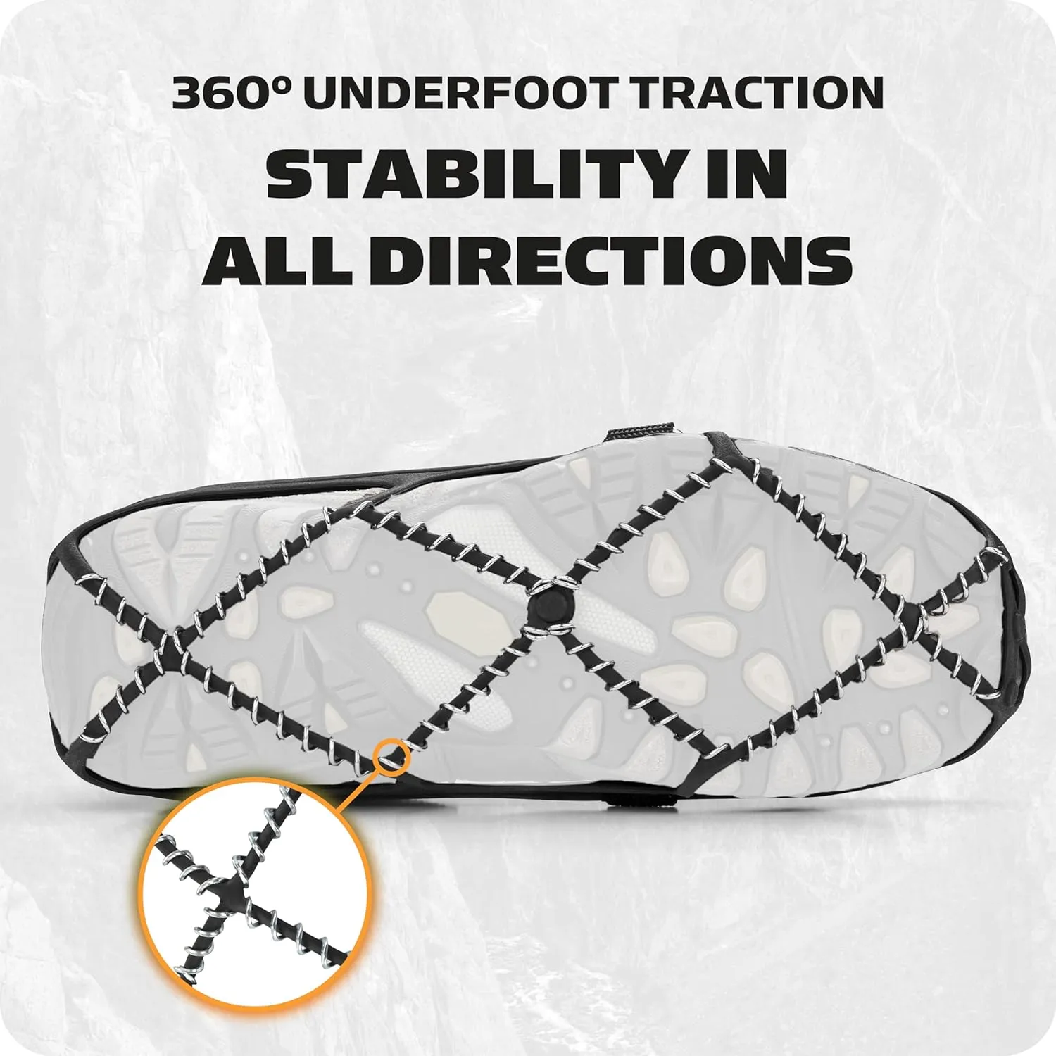 Yaktrax Pro Traction Cleats - 360-Degree Grip on Snow, Ice, & Multi-terrain Surfaces - Elastic Outer Band w/ Easy-On/Off Heel Tab & 1.4mm Stainless Steel Coils - Abrasion Resistant - Unisex