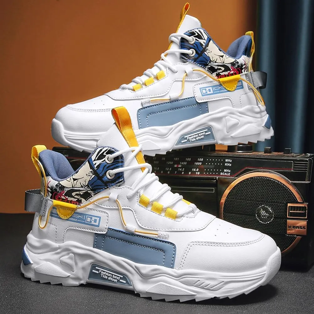 YAXE Men’s High Top Chunky Sneakers Running Sports Shoes