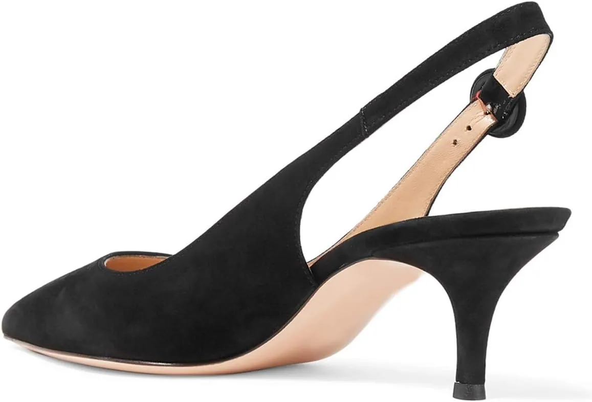 YDN Womens Kitten Low Heels Office Pumps Pointed Toe Leopard Print Comfy Shoes with Slingback Size 4-15