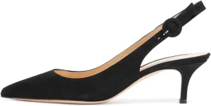 YDN Womens Kitten Low Heels Office Pumps Pointed Toe Leopard Print Comfy Shoes with Slingback Size 4-15