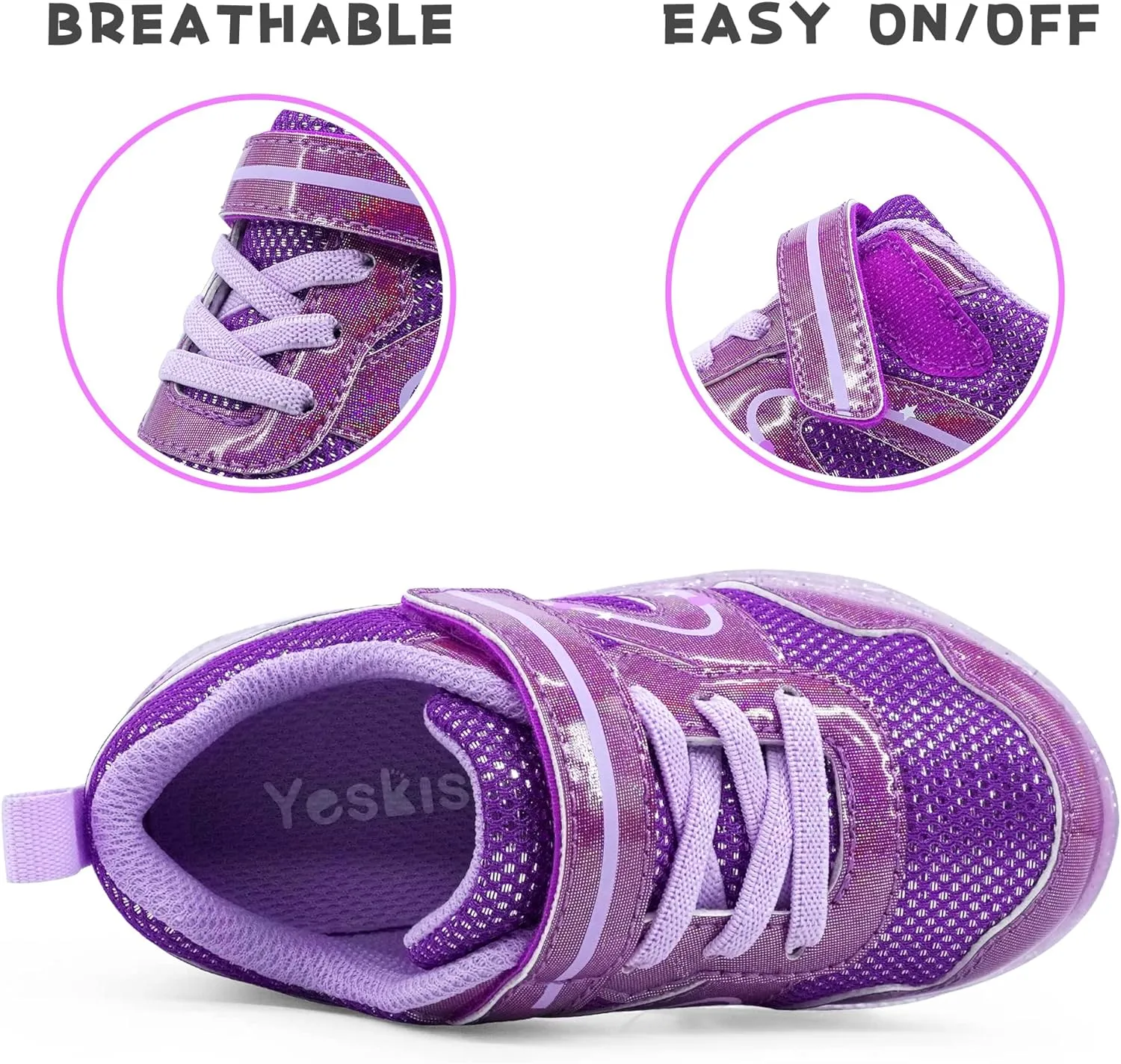 YESKIS Toddler Boys Girls Light Up Shoes LED Flashing Lightweight Mesh Breathable Adorable Running Sneakers for Toddler and Little Kid