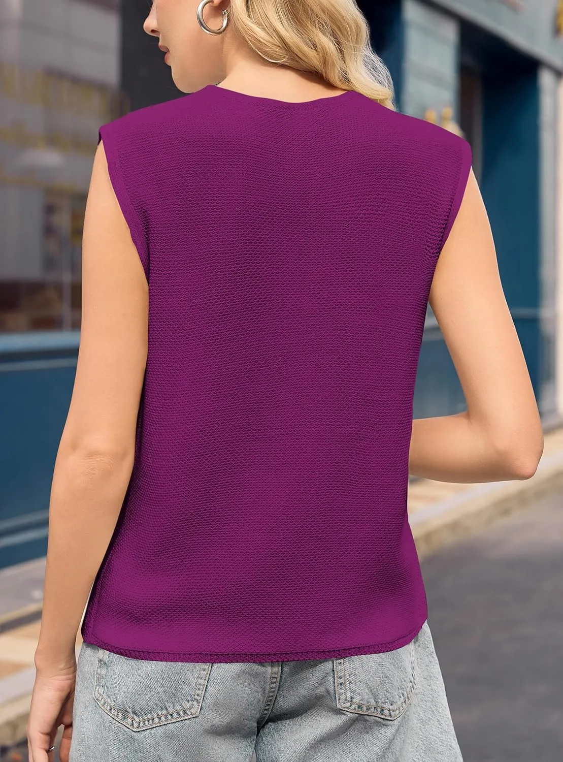Yousify Women’s Tie Front Sweater Vest 2025 Summer Sleeveless Crochet Knit Tops Lightweight Cardigan Sweaters Outfits