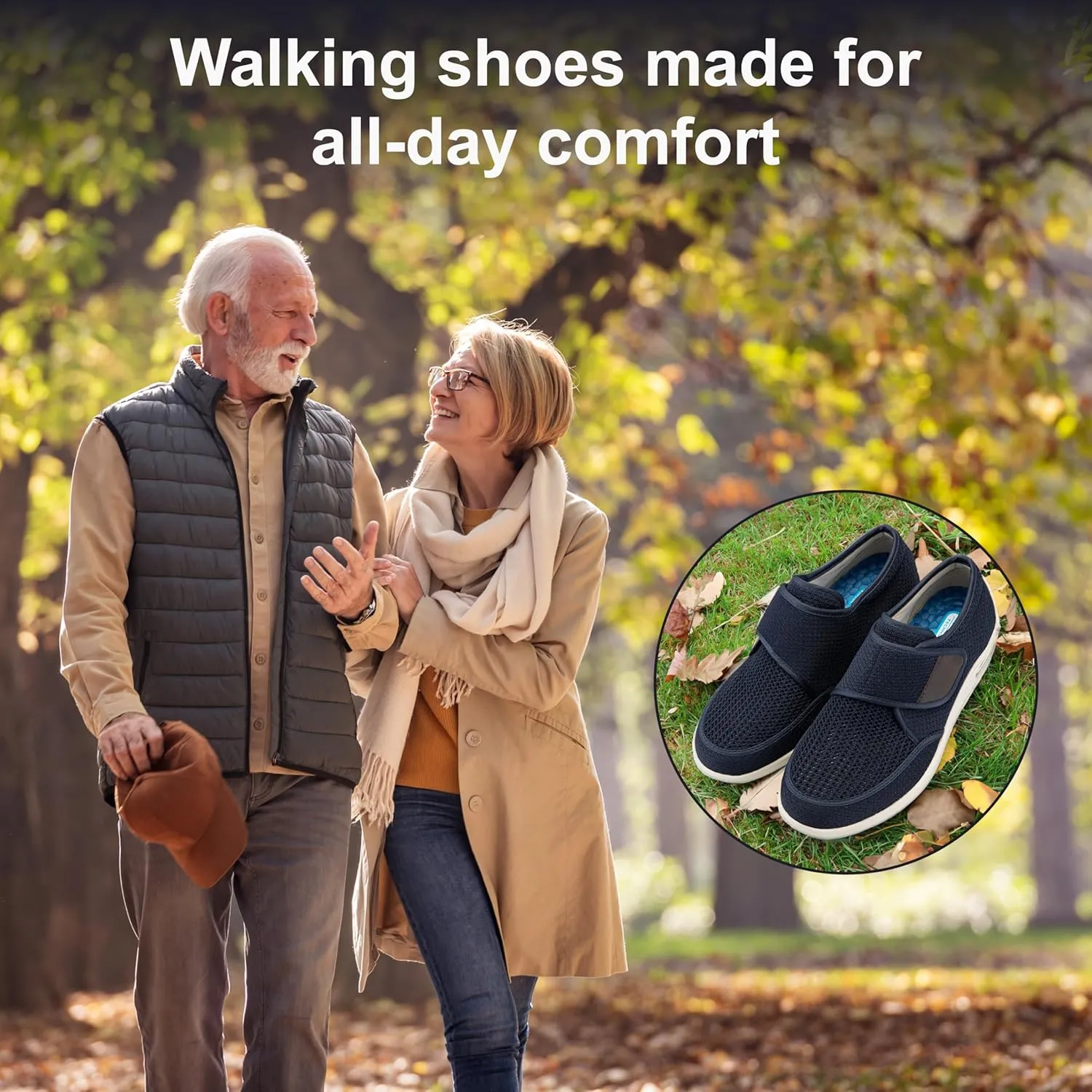 youyun Orthopedic Shoes for Men, Wide Fit Slip On Sneakers for Diabetics, Plantar Fasciitis and Swollen Feet Support, Lightweight Comfort and Breathable (Size 8-13.5)