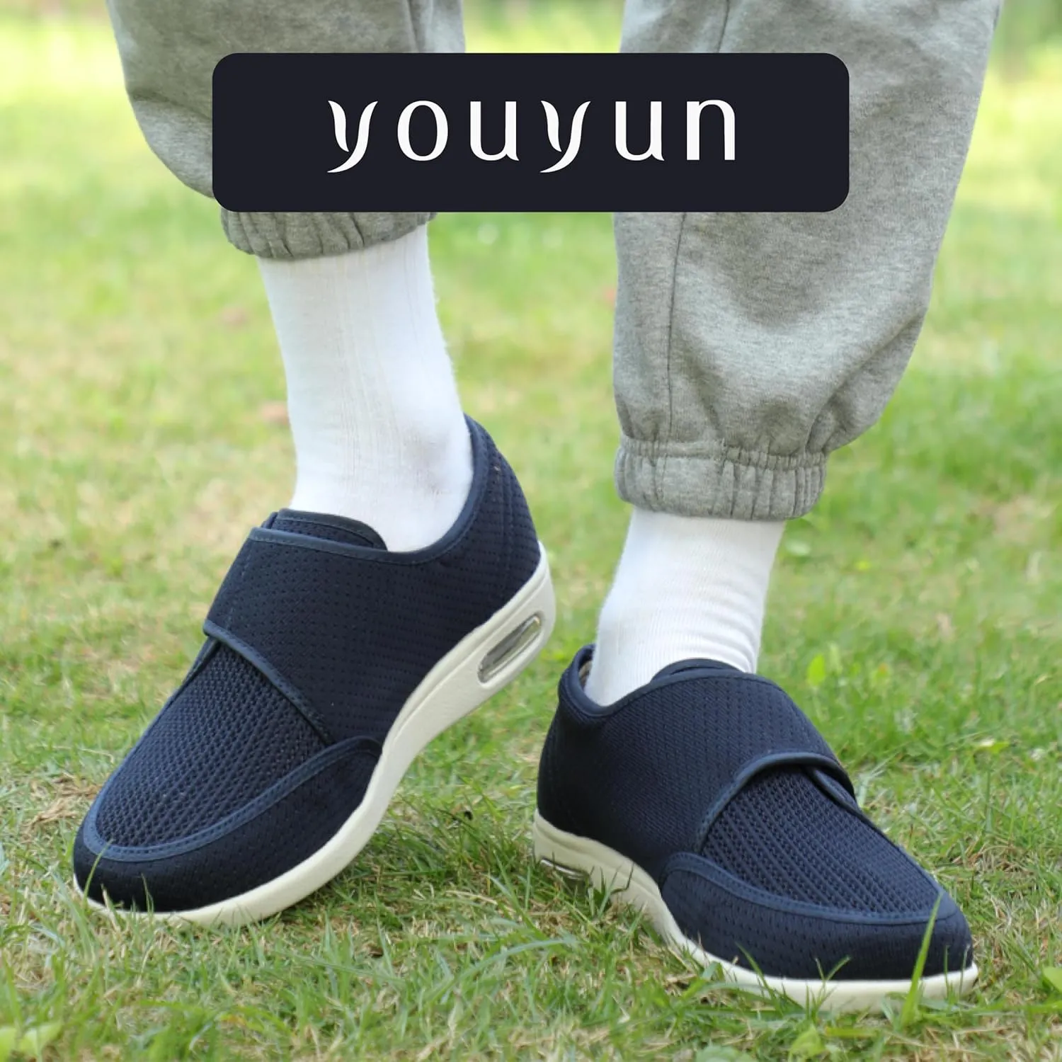 youyun Orthopedic Shoes for Men, Wide Fit Slip On Sneakers for Diabetics, Plantar Fasciitis and Swollen Feet Support, Lightweight Comfort and Breathable (Size 8-13.5)